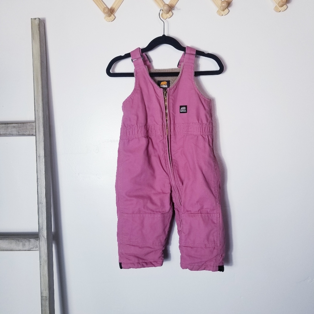 BERNE GIRL'S PINK INSULATED BIB OVERALLS SIZE 24 MONTHS